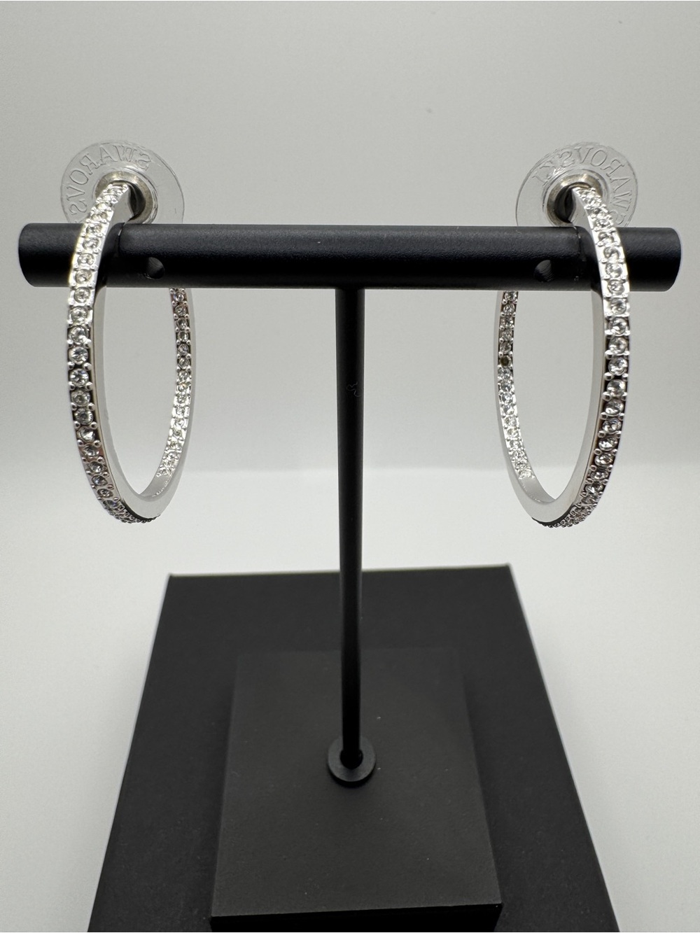 Swarovski Silver-Toned Crystal Hoop Earrings